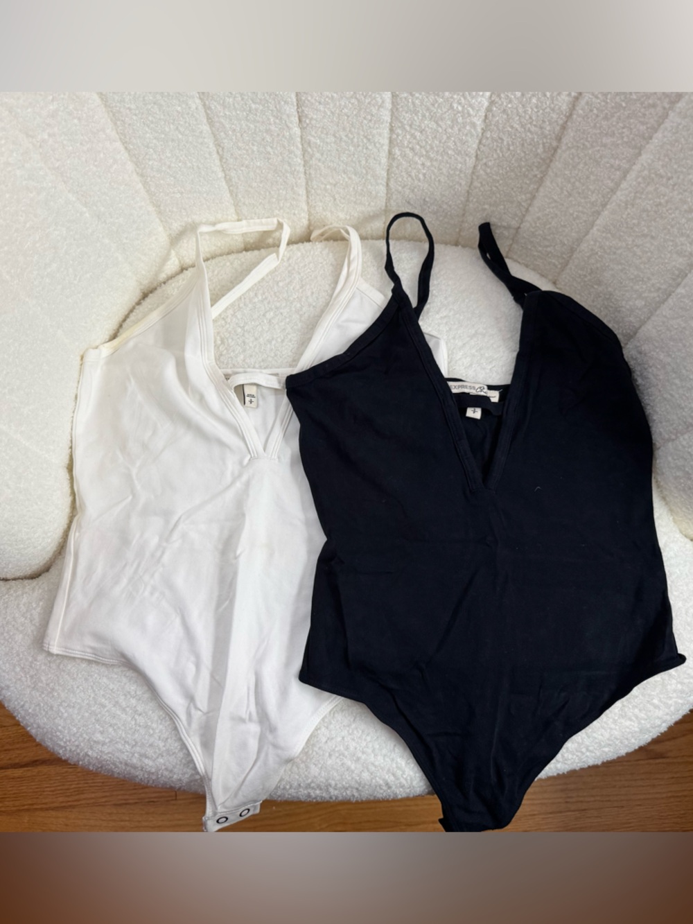 Express One Eleven Women's Black and White Bodysuit Bundle in Size Small